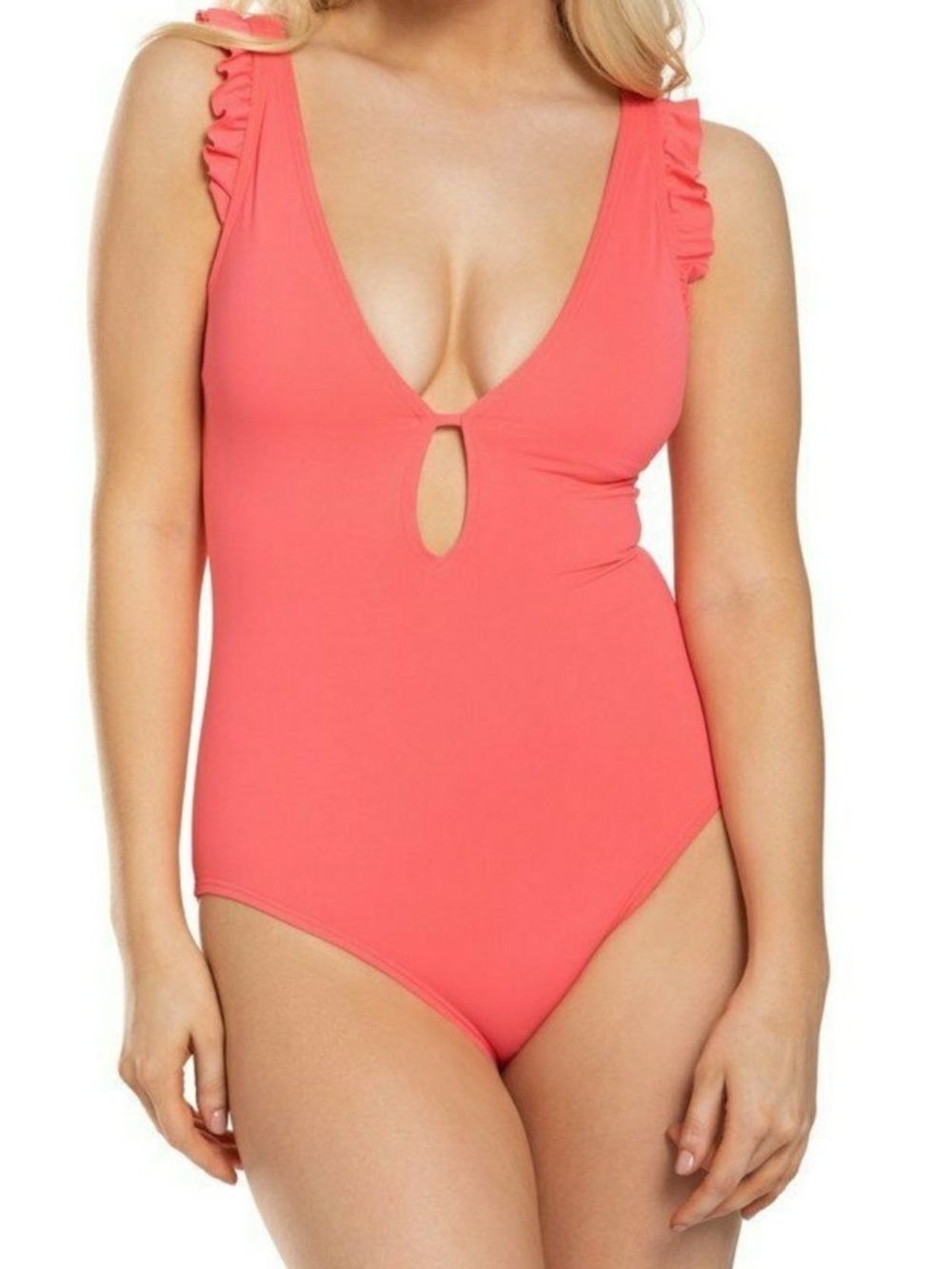 Kate Spade New York L53814 Plunge One-Piece Bright Peony Women's Size S